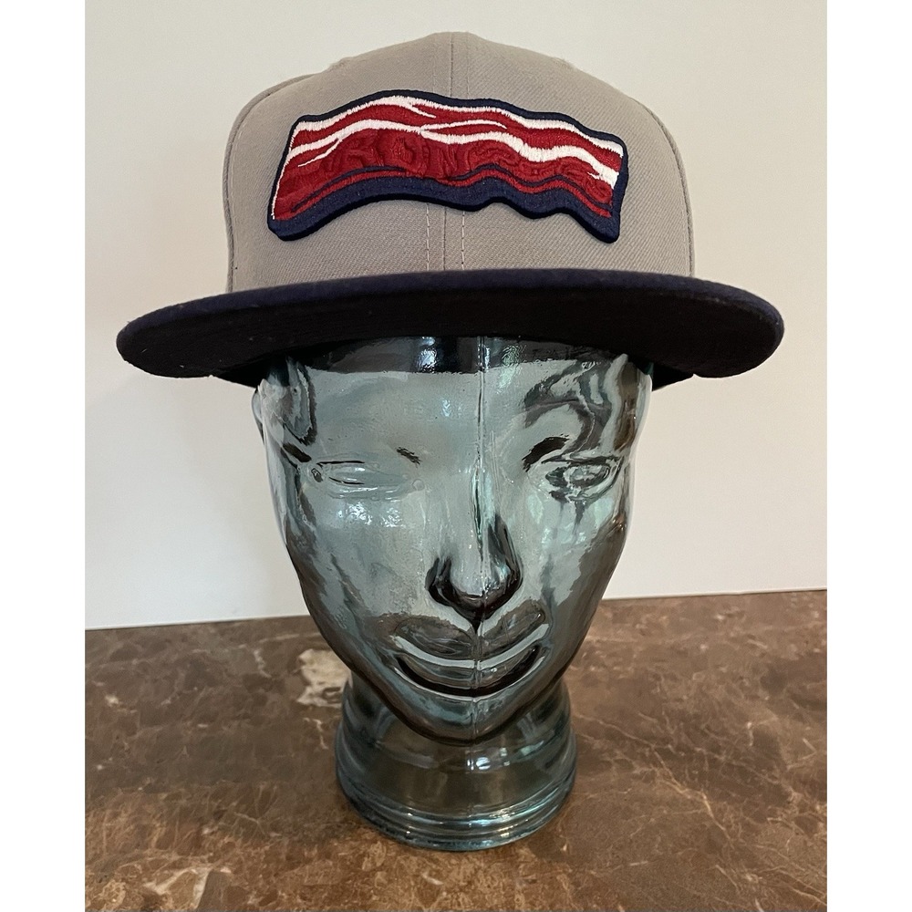 Lehigh Valley Iron Pigs Bacon New Era 59Fifty Hat Cap MiLB Gray Blue Fitted 7